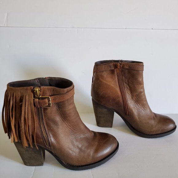 Steve Madden Woodmere Cognac Fringed Boots Size 8 - Picture 3 of 10